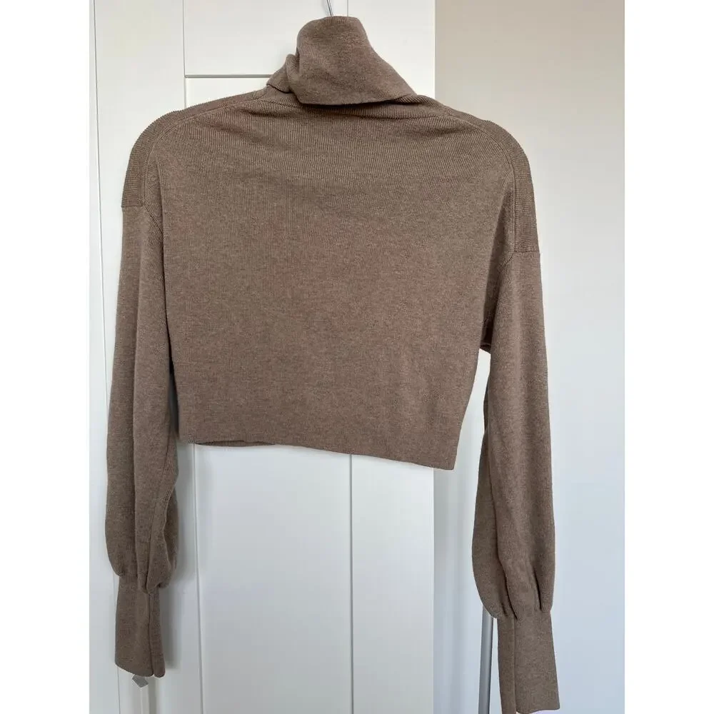 Aritizia Wilfred Rebecca Croped Turtleneck Wool & Cotton Brown, Size S, Like New